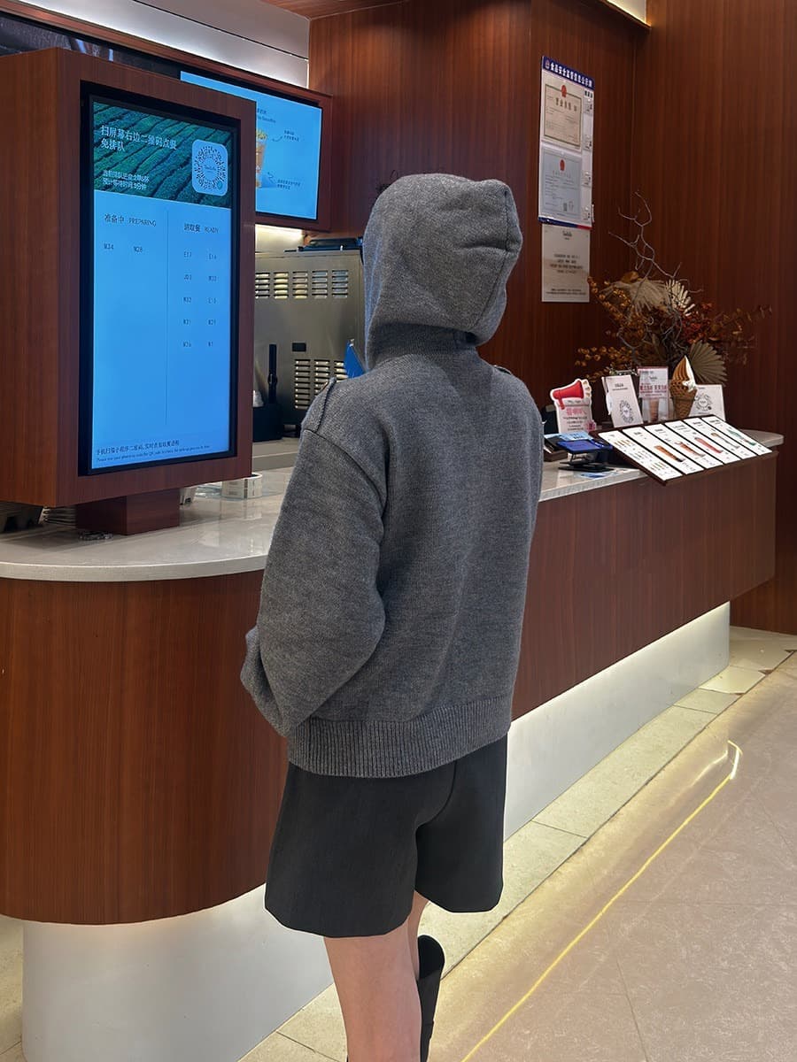 레트로 나폴레옹 더블 지퍼 니트 후드 자켓 상세 이미지 13