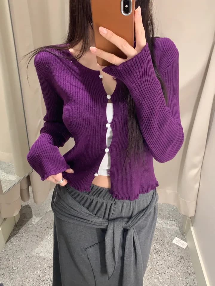 레이어드 디자인 단추 가디건 (4color) 상세 이미지 1