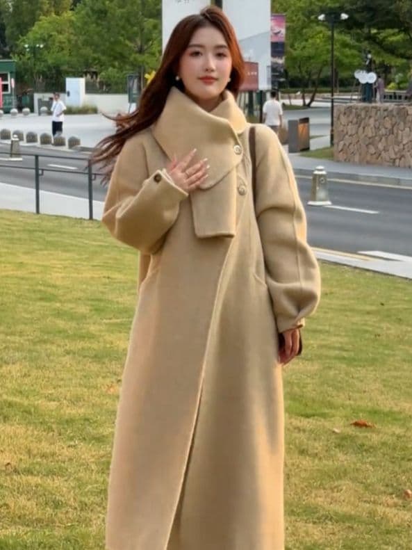 스카프 디테일 울 코트 (3color) 상세 이미지 3