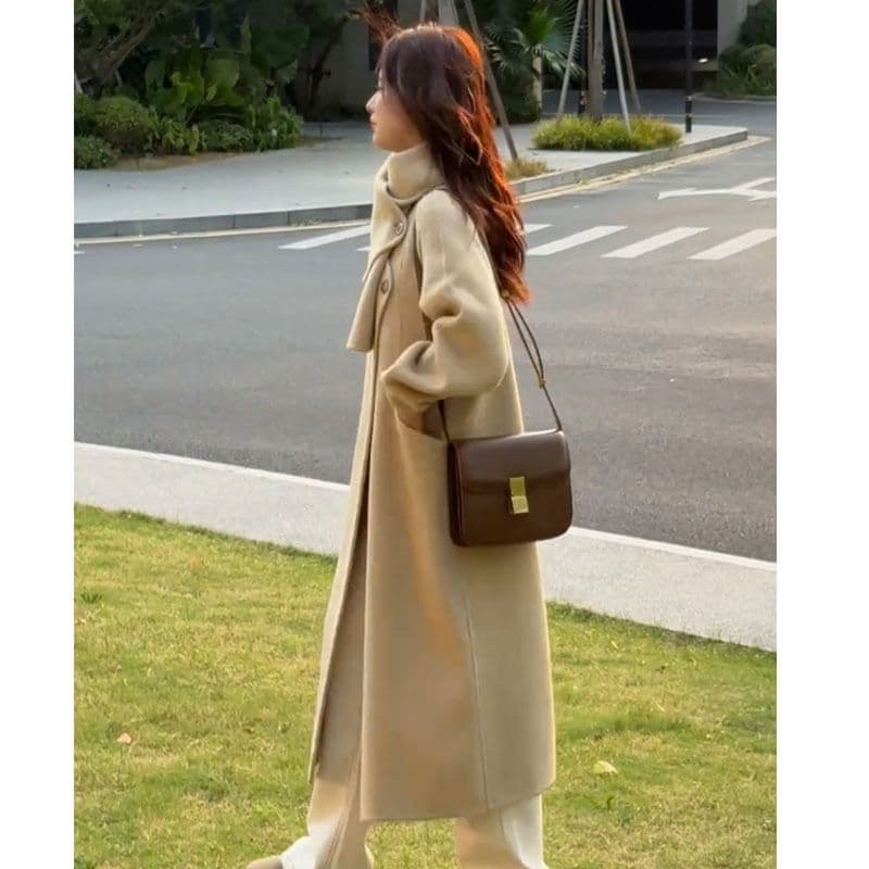 스카프 디테일 울 코트 (3color) 상세 이미지 4