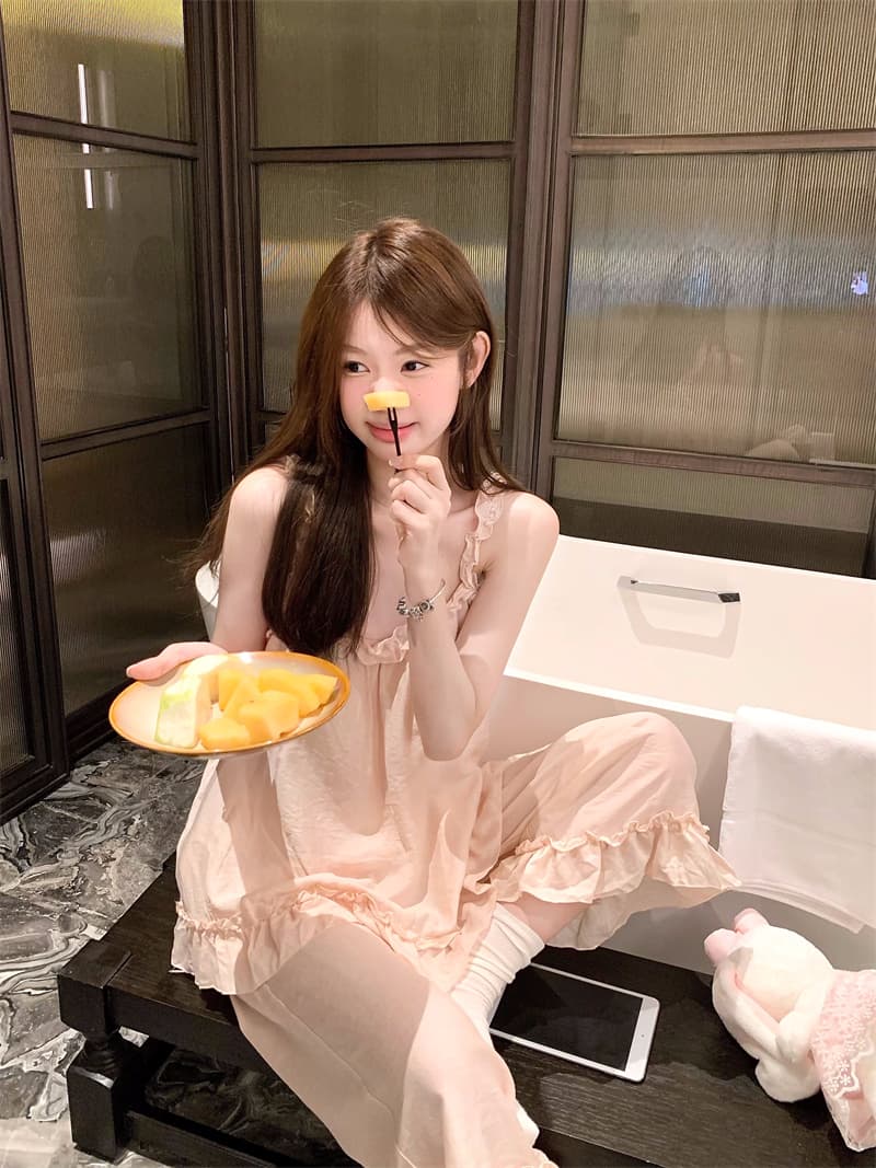 여성용 브라켓 탑 편안한 홈웨어 세트 상세 이미지 10