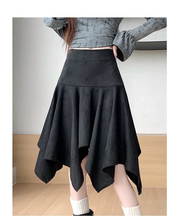 언밸런스 스웨이드 미디 스커트 (3color) 상세 이미지 25