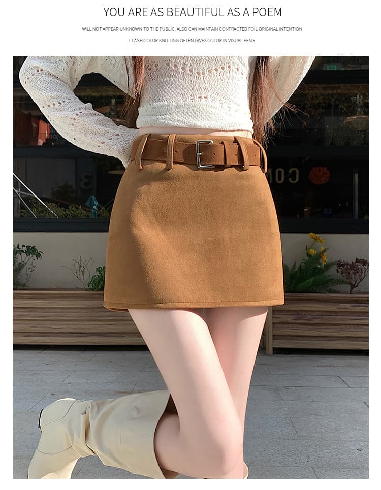 벨트 디테일 스웨이드 미니 스커트 (3color) 상세 이미지 20