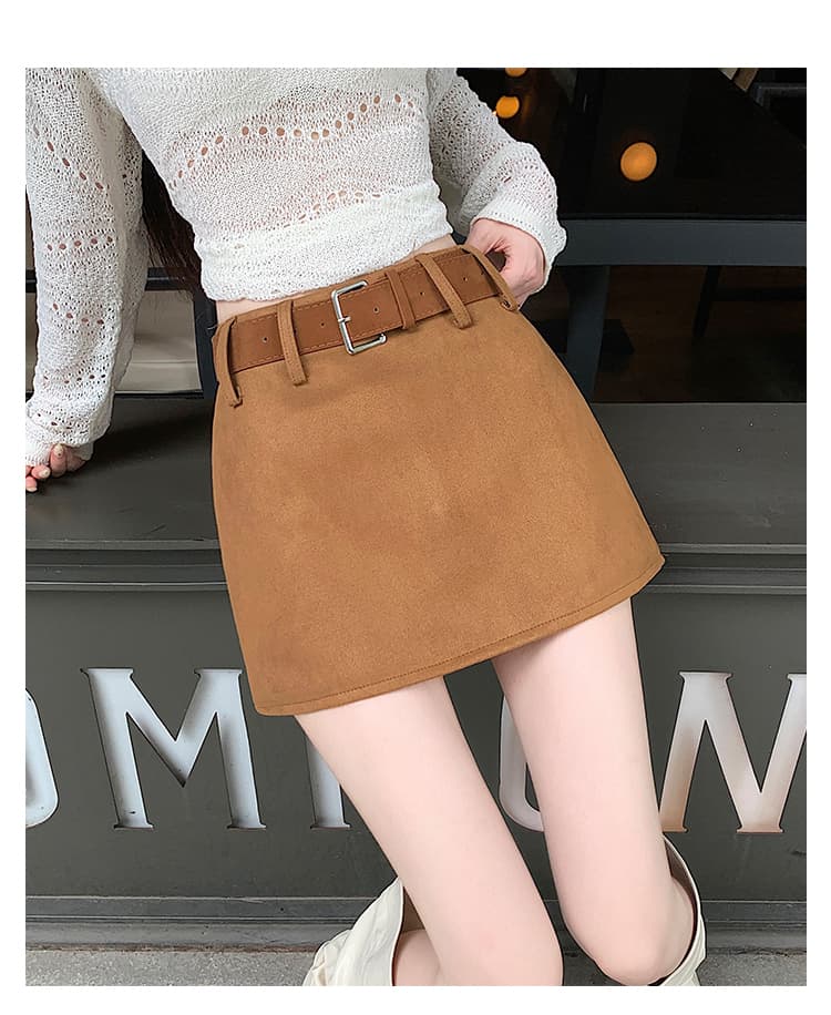 벨트 디테일 스웨이드 미니 스커트 (3color) 상세 이미지 22