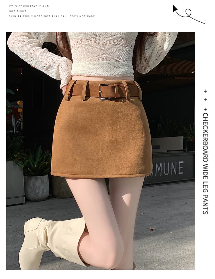 벨트 디테일 스웨이드 미니 스커트 (3color) 상세 이미지 25