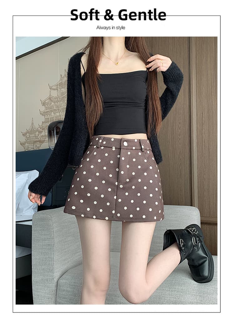 폴카도트 스웨이드 A라인 미니 스커트 (3color) 상세 이미지 20