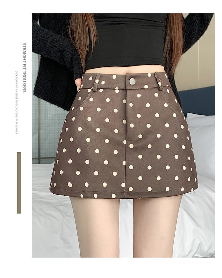 폴카도트 스웨이드 A라인 미니 스커트 (3color) 상세 이미지 25