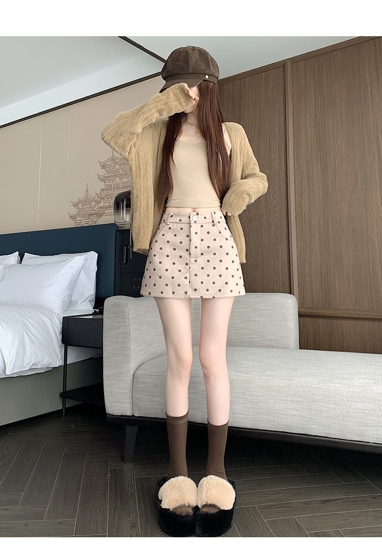폴카도트 스웨이드 A라인 미니 스커트 (3color) 상세 이미지 27