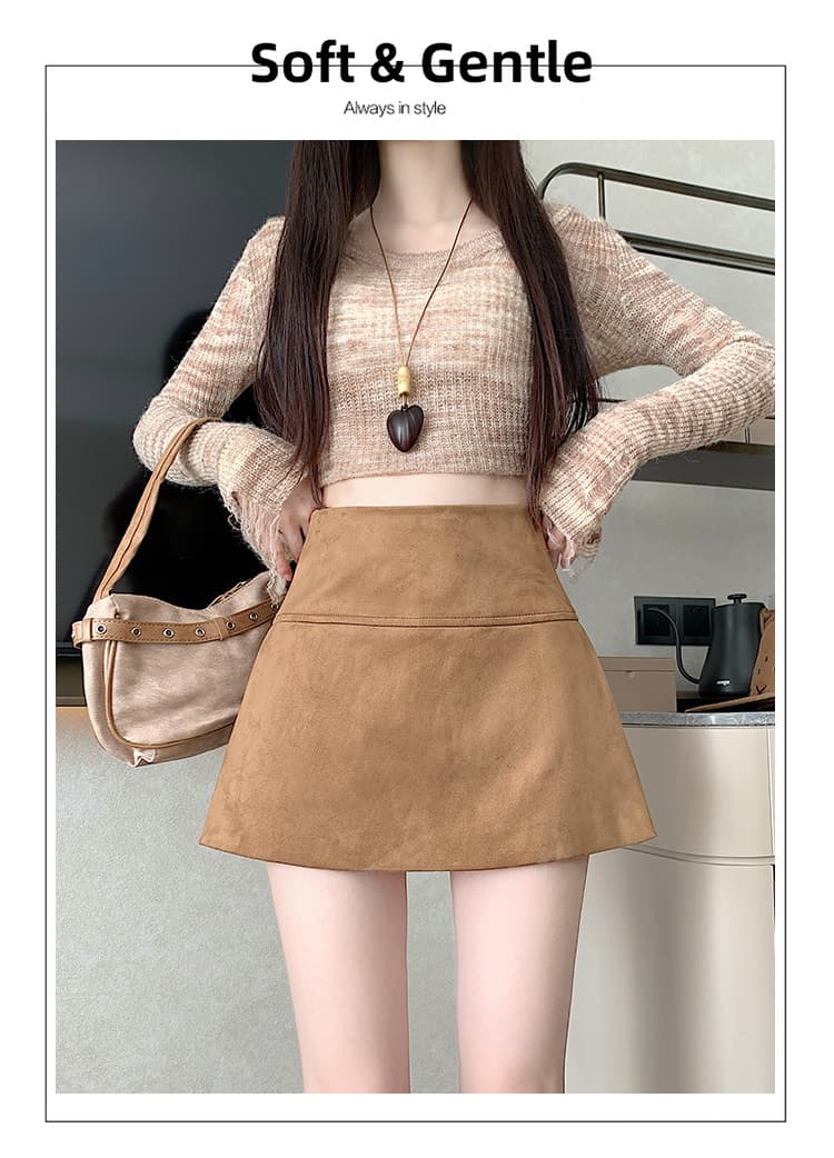 PU 스웨이드 하이웨이스트 A라인 미니 스커트 (3color) 상세 이미지 21