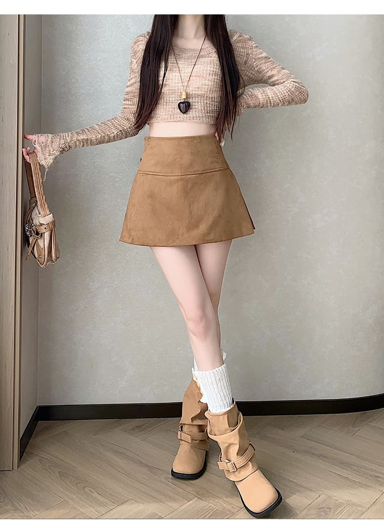 PU 스웨이드 하이웨이스트 A라인 미니 스커트 (3color) 상세 이미지 27