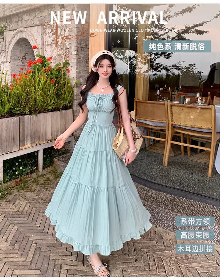 프렌치 러블리 오프숄더 민소매 원피스 상세 이미지 1