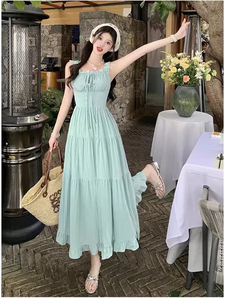 프렌치 러블리 오프숄더 민소매 원피스 상세 이미지 4