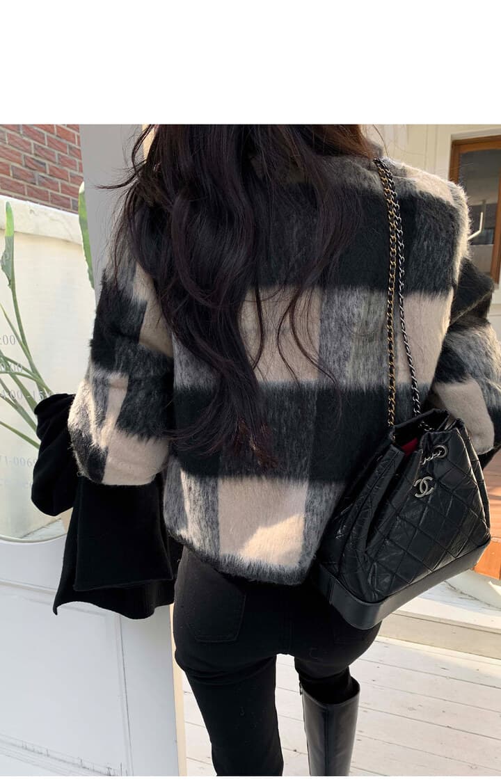 프랑스풍 V넥 단추 울 코트 상세 이미지 5