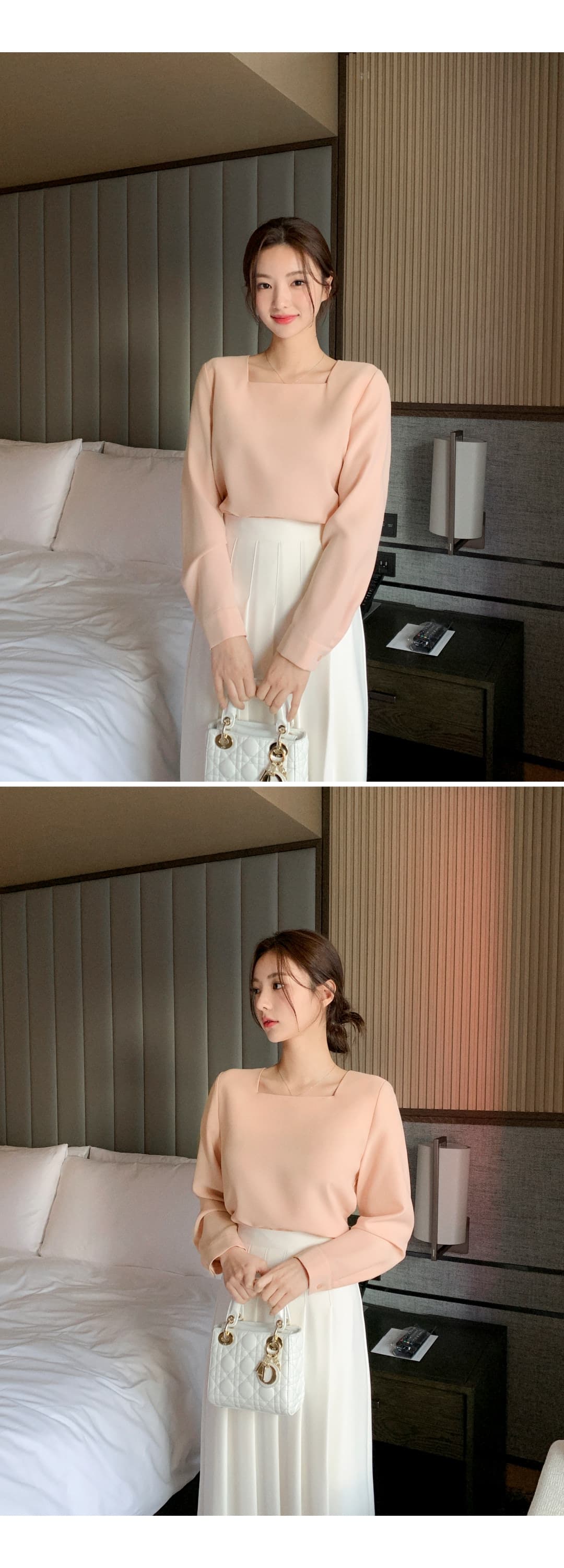 프렌치 스퀘어넥 패드 숄더 니트 (4color) 상세 이미지 5