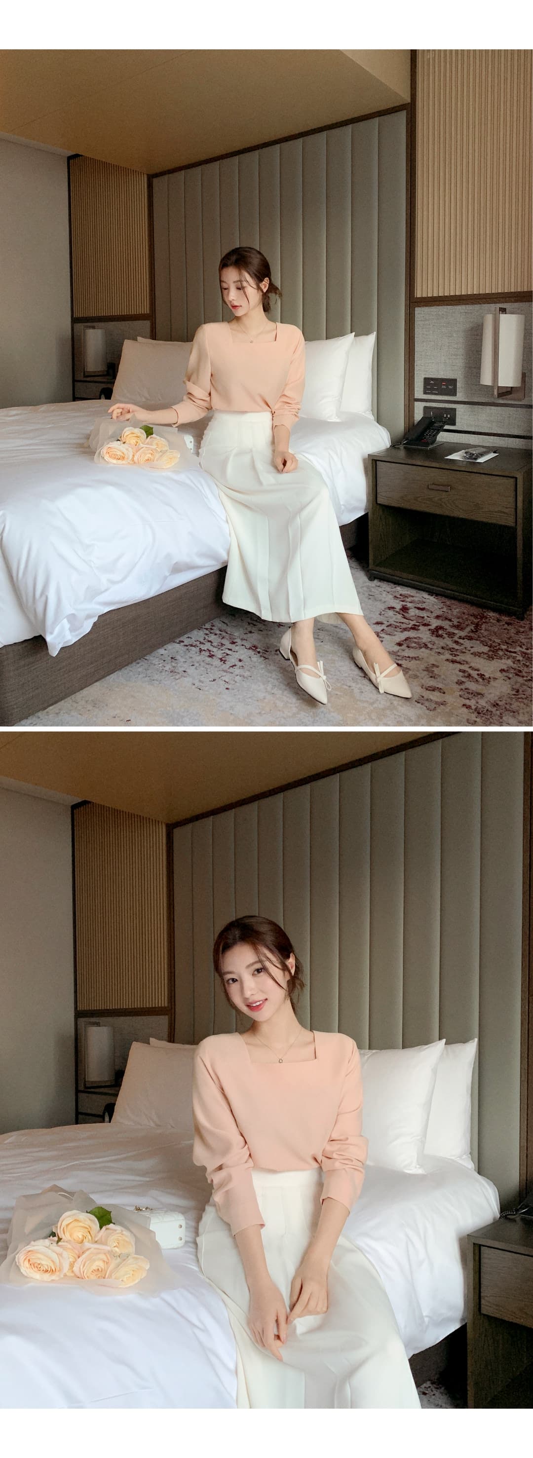 프렌치 스퀘어넥 패드 숄더 니트 (4color) 상세 이미지 9