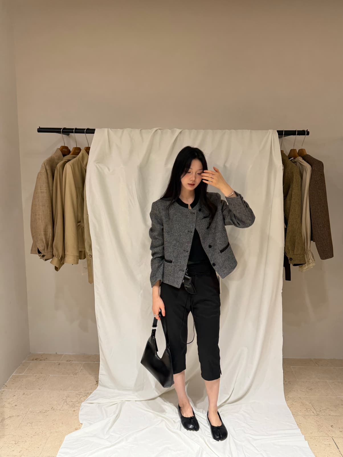 레트로 투톤 칼라 울 블렌드 자켓 상세 이미지 1