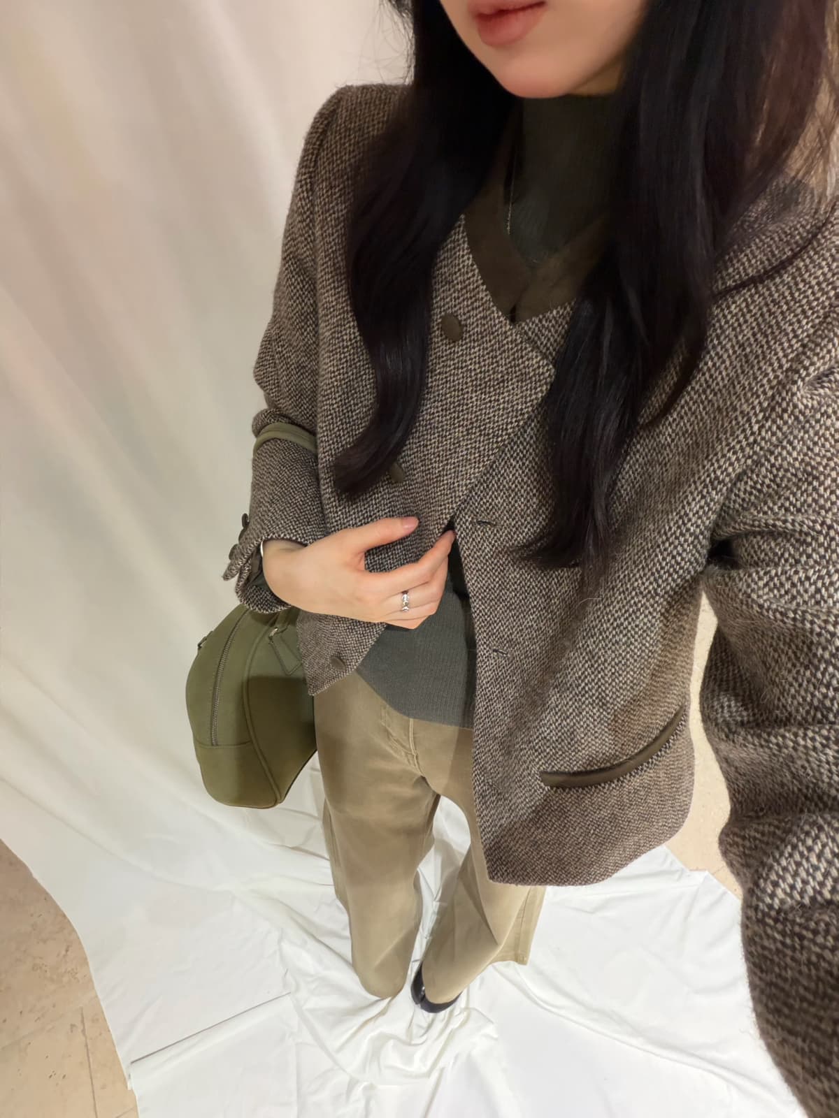 레트로 투톤 칼라 울 블렌드 자켓 상세 이미지 4