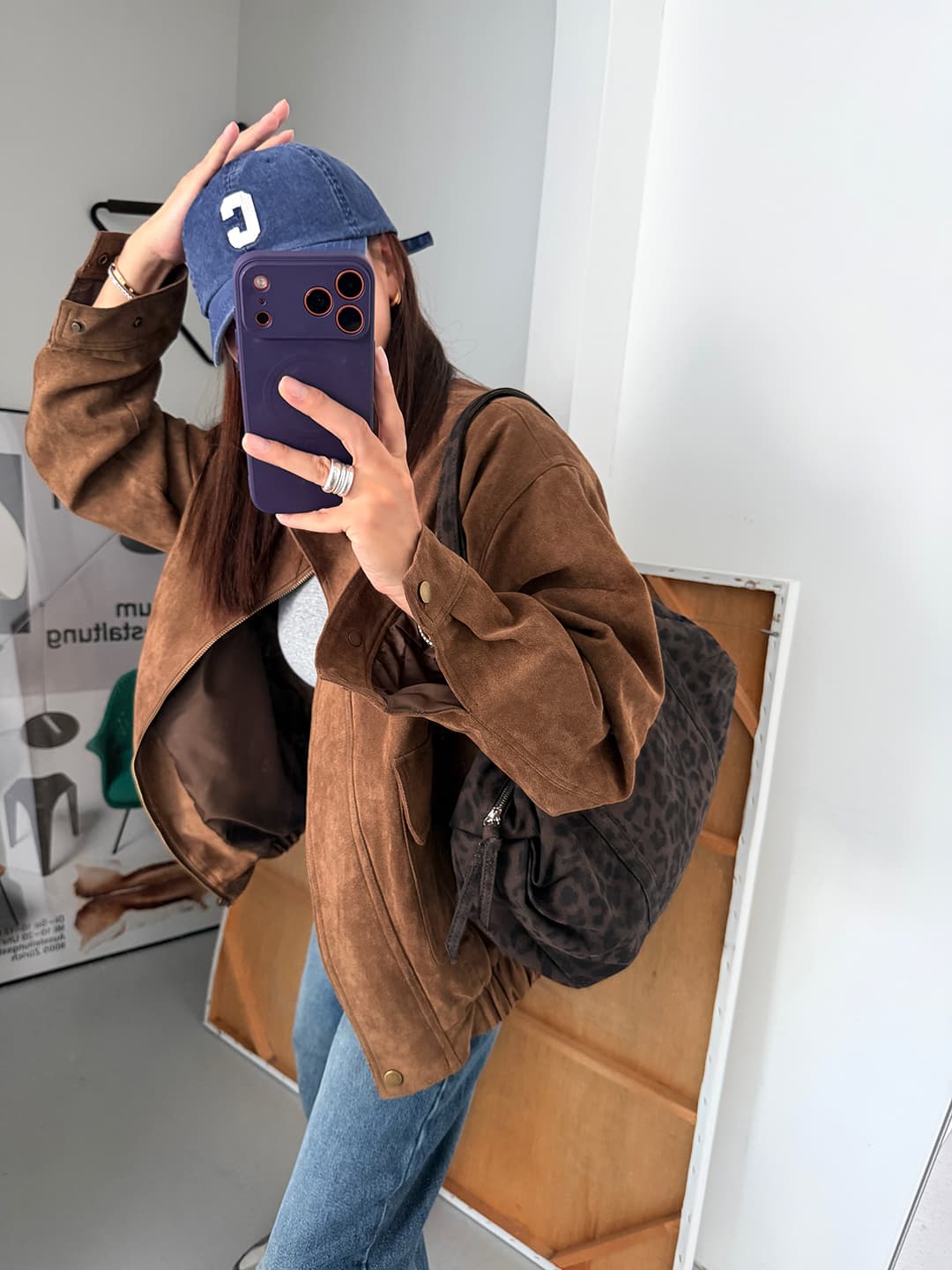 레트로 스웨이드 지퍼 크롭 자켓 상세 이미지 3
