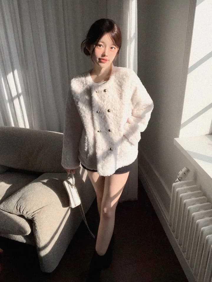더블 버튼 무스탕 아우터 상세 이미지 7
