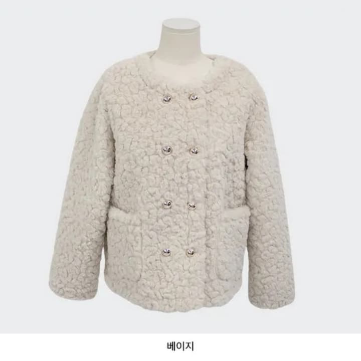 더블 버튼 무스탕 아우터 상세 이미지 12