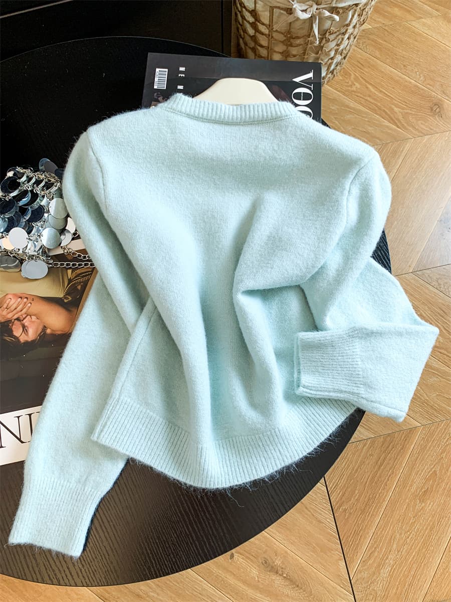 플라워 자수 라운드넥 가디건 (4color) 상세 이미지 27