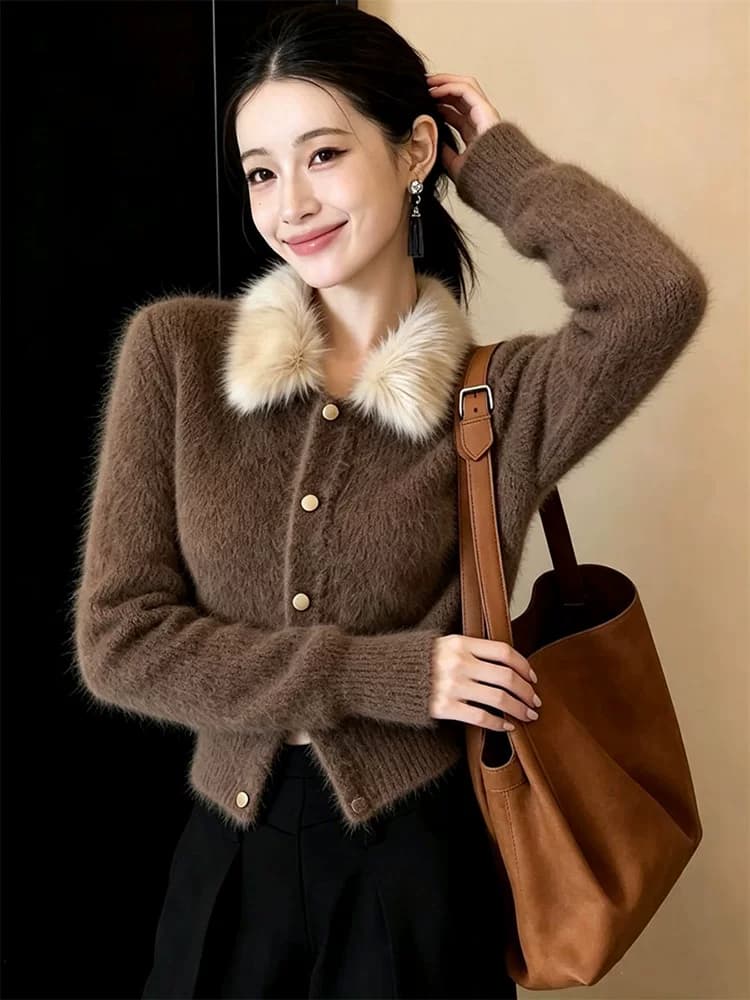 모피 칼라 가디건 (4color) 상세 이미지 3