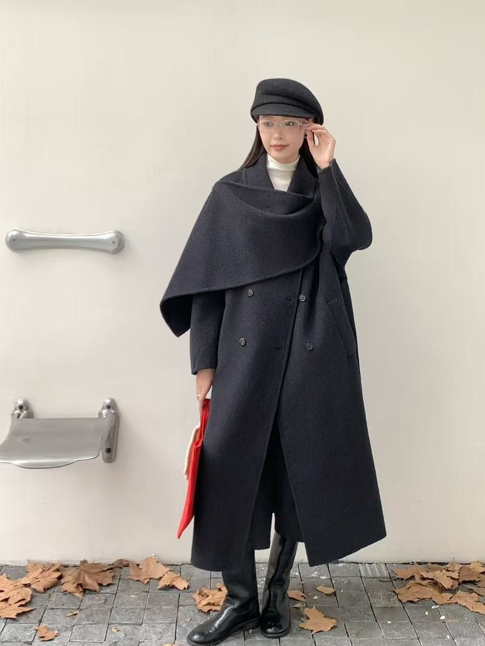 언밸런스 숄 칼라 울 코트 (3color) 상세 이미지 5