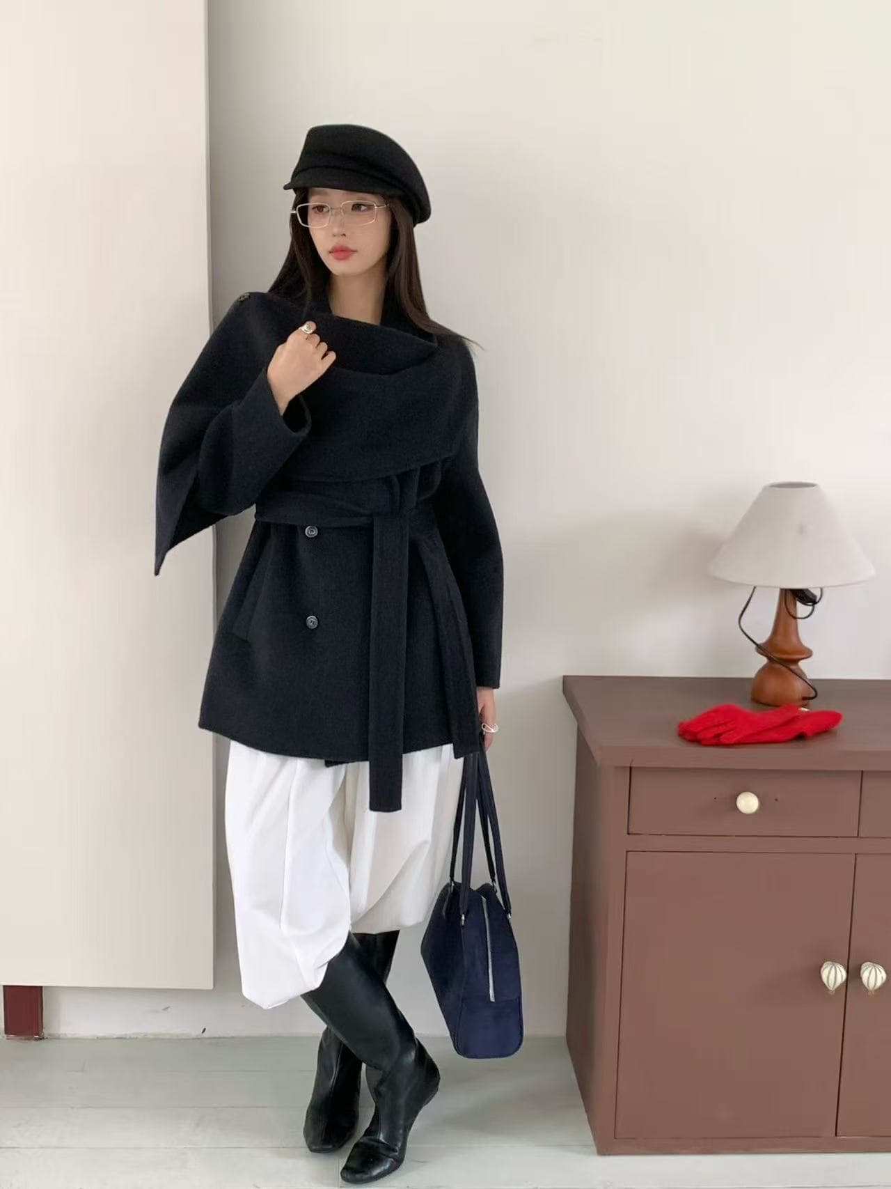 울 폴드 칼라 미디 코트 (3color) 상세 이미지 7