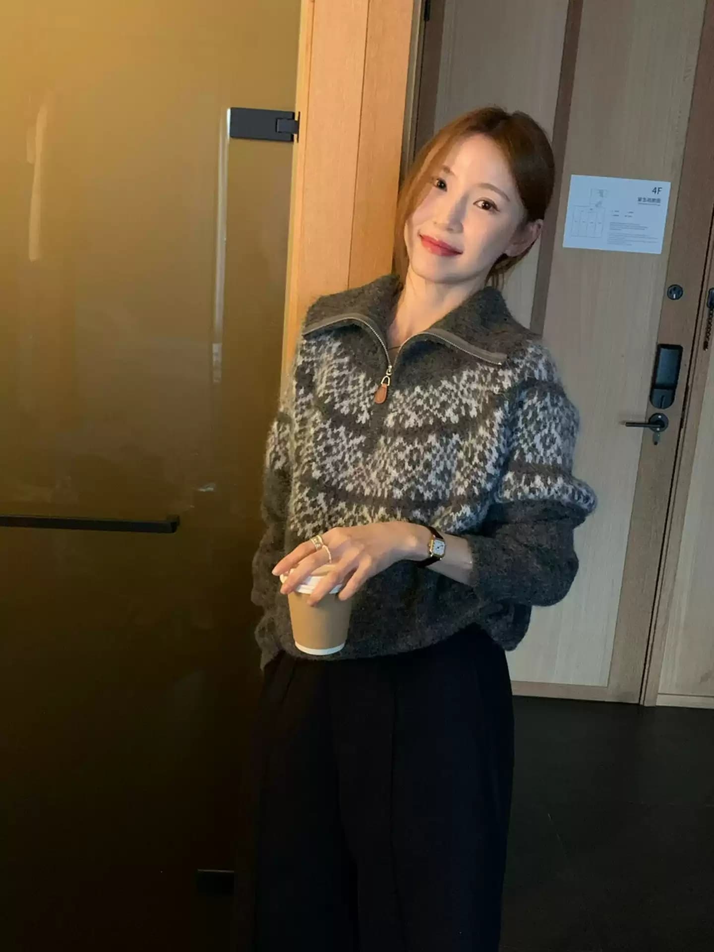 페어아일 폴드 칼라 니트 (3color) 상세 이미지 1