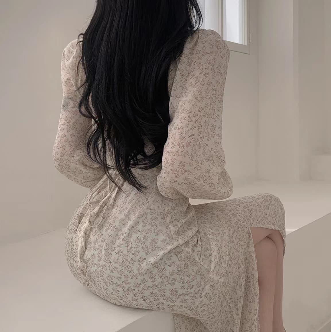 오프숄더 퍼프소매 플라워 롱 원피스 상세 이미지 27