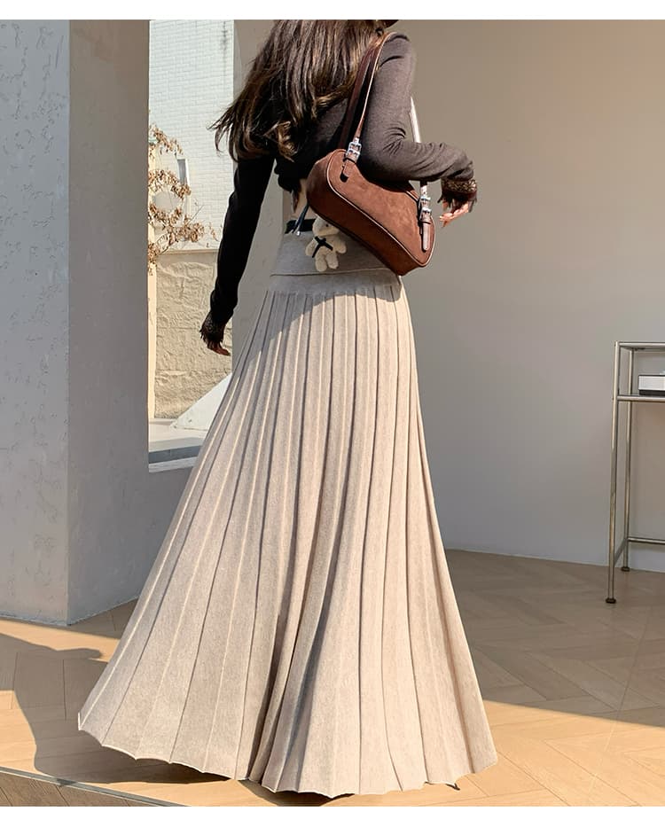 드레이프 니트 플리츠 스커트 (3color) 상세 이미지 23