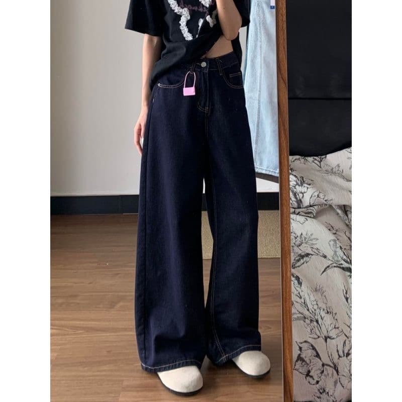 하이웨이스트 와이드 데님 팬츠