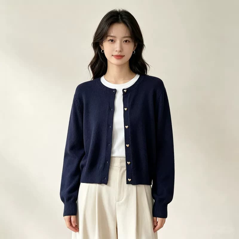 레트로 하트 골드 버튼 가디건 (9color) 상세 이미지 4