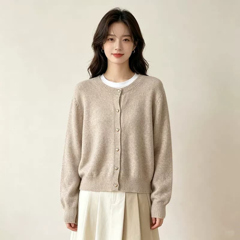 레트로 하트 골드 버튼 가디건 (9color) 상세 이미지 5