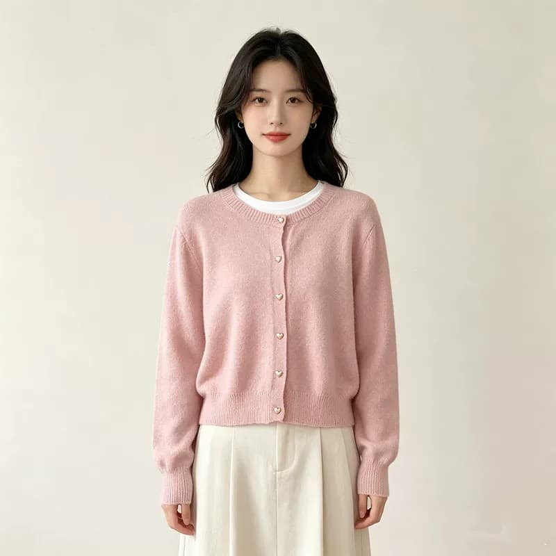 레트로 하트 골드 버튼 가디건 (9color) 상세 이미지 6
