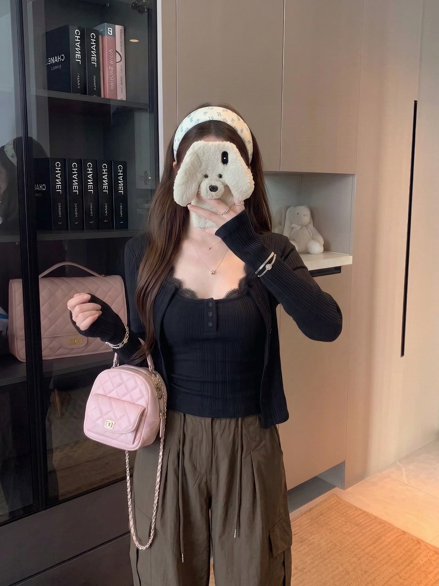 레이스 슬리브리스 가디건 세트 상세 이미지 5