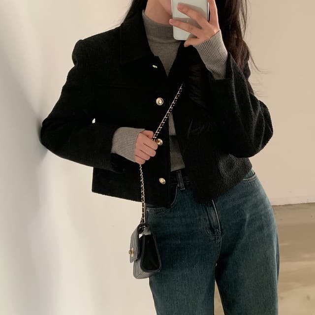 레트로 폴드 칼라 금속 버튼 울 코트 (3color) 상세 이미지 30