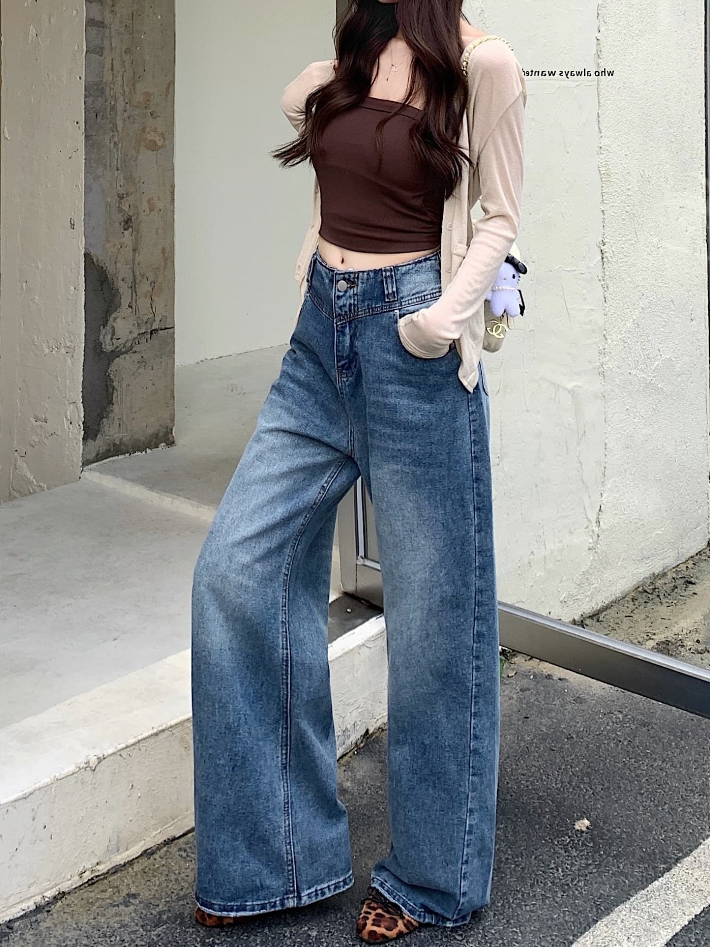회문 패턴 와이드 데님 팬츠 상세 이미지 15