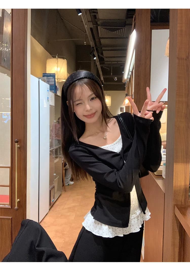 레이어드 V넥 긴소매 티셔츠 상세 이미지 12