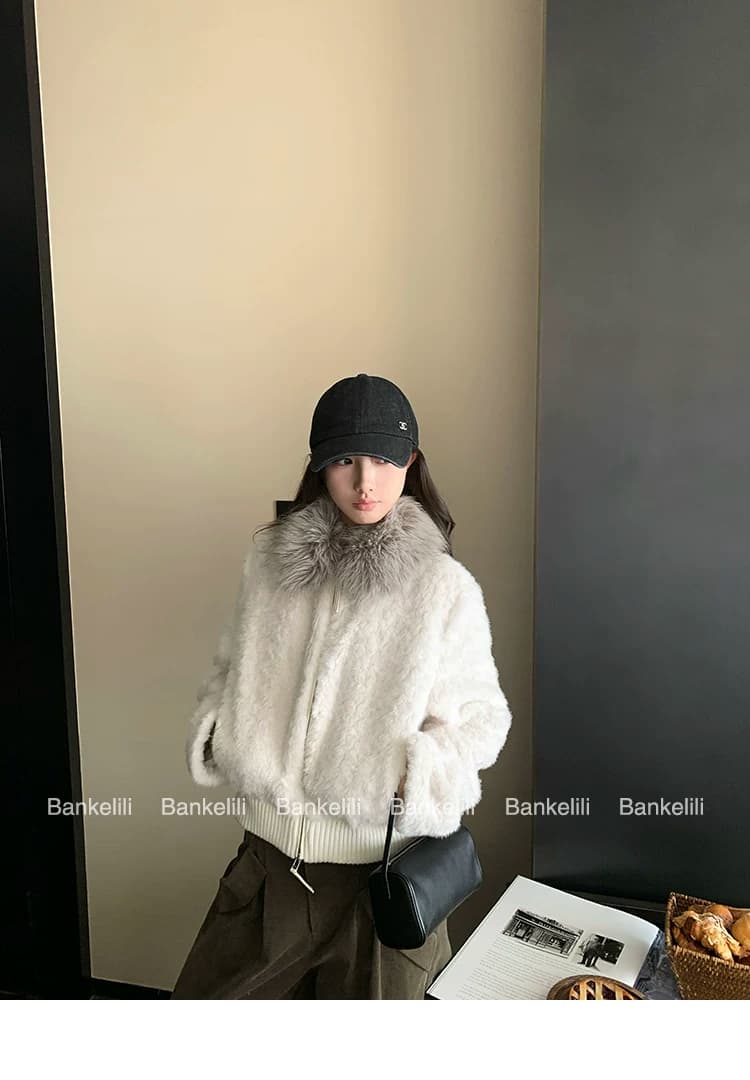 폴드 칼라 플리스 숏 아우터 상세 이미지 37