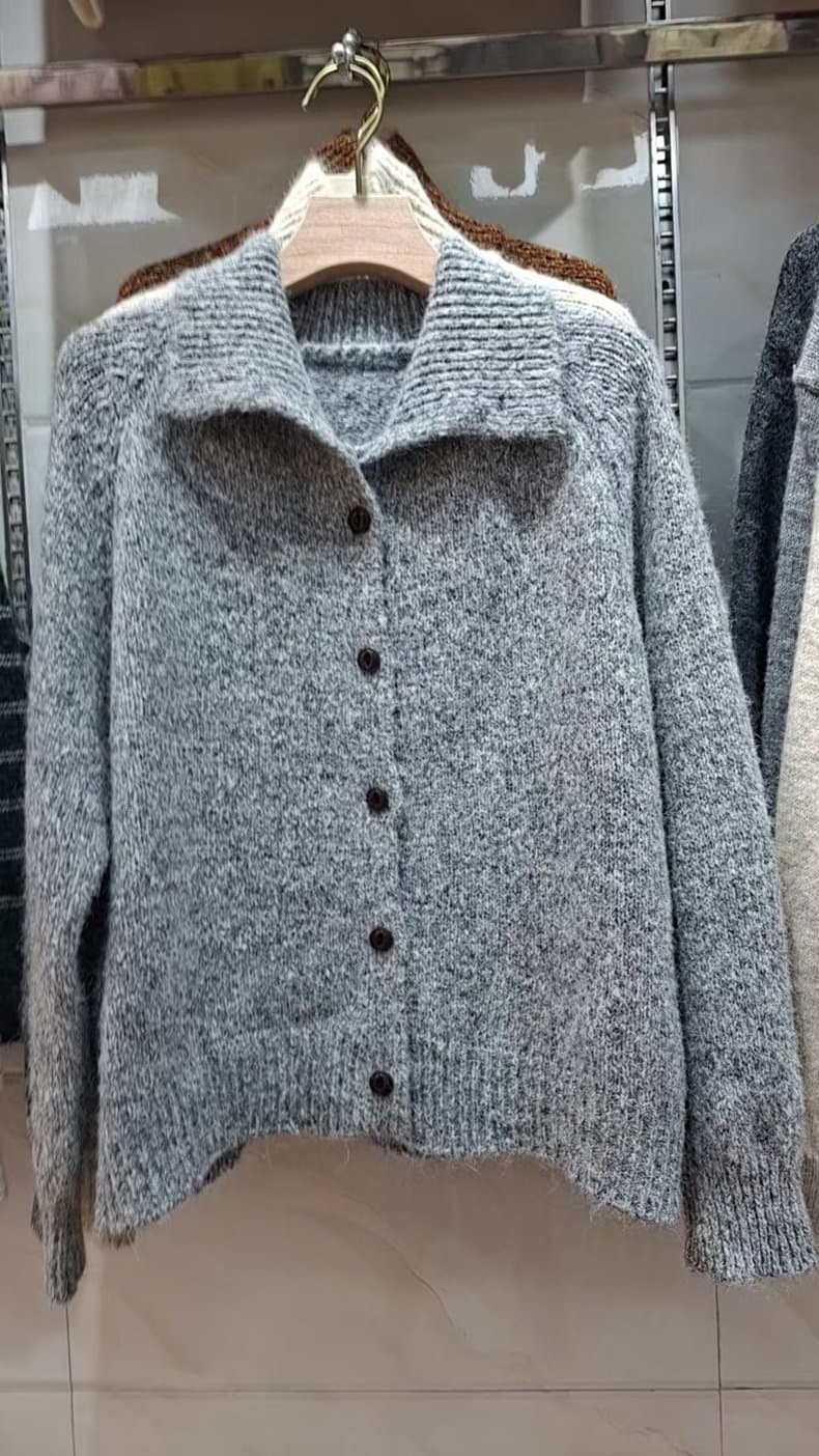 폴드 칼라 루즈핏 가디건 (3color) 상세 이미지 2