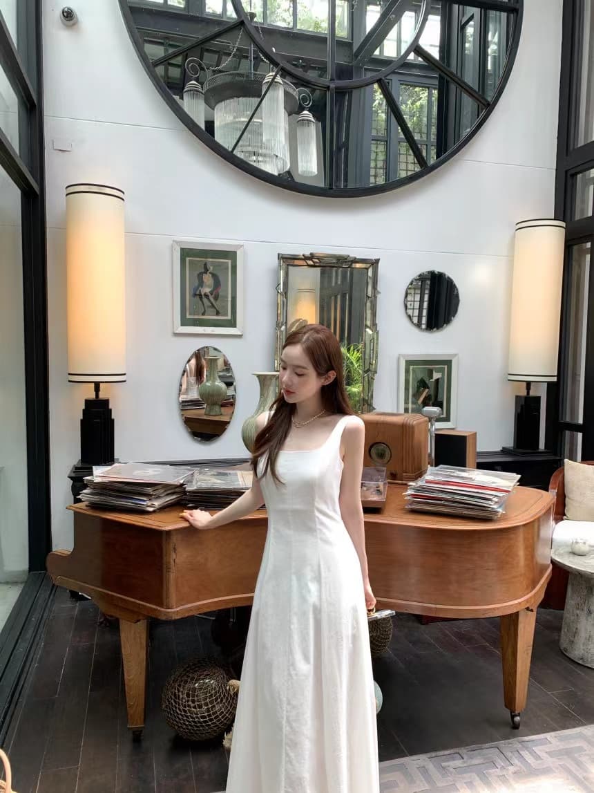 여성용 무소매 블라우스 스타일 원피스 상세 이미지 3