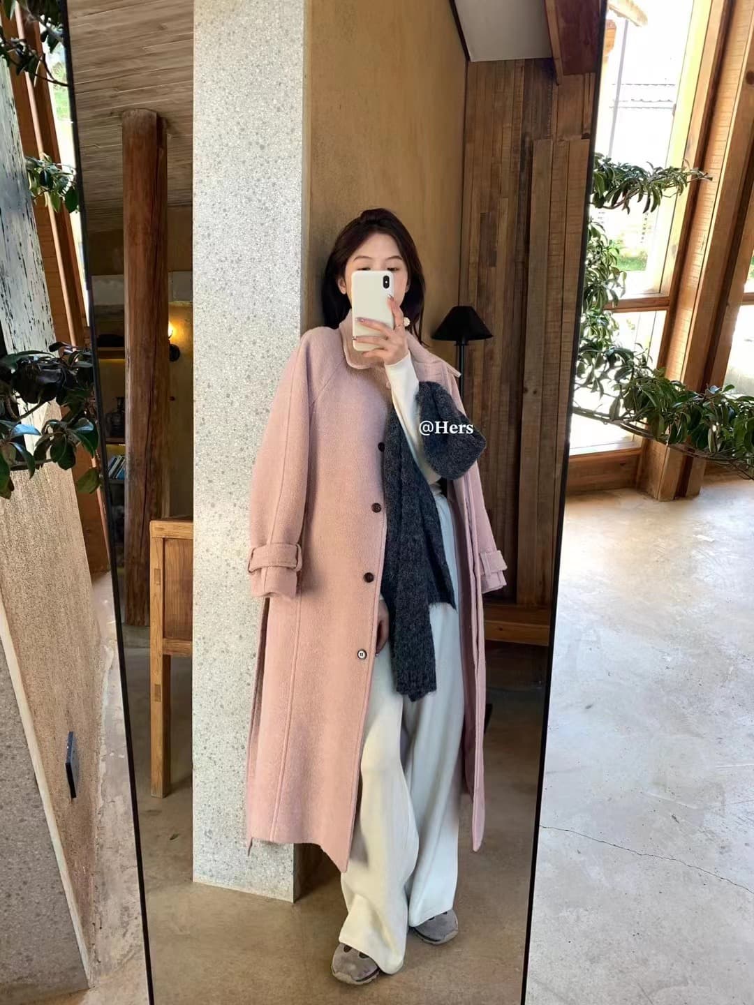 레트로 스탠드 칼라 울 혼방 코트 (3color) 상세 이미지 17