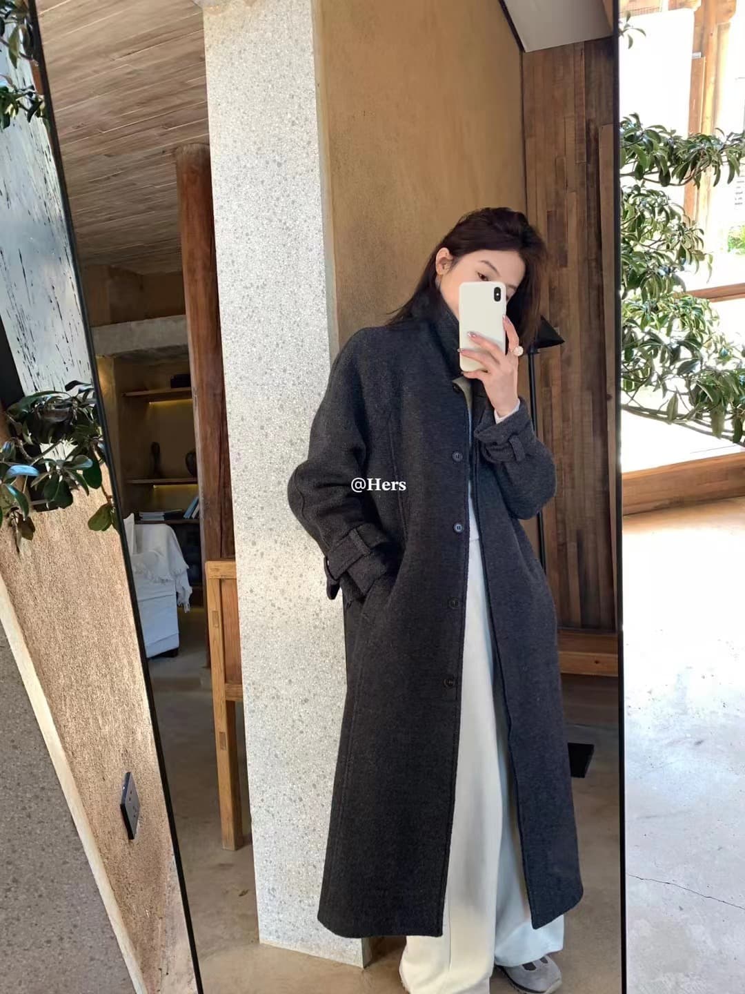 레트로 스탠드 칼라 울 혼방 코트 (3color) 상세 이미지 20