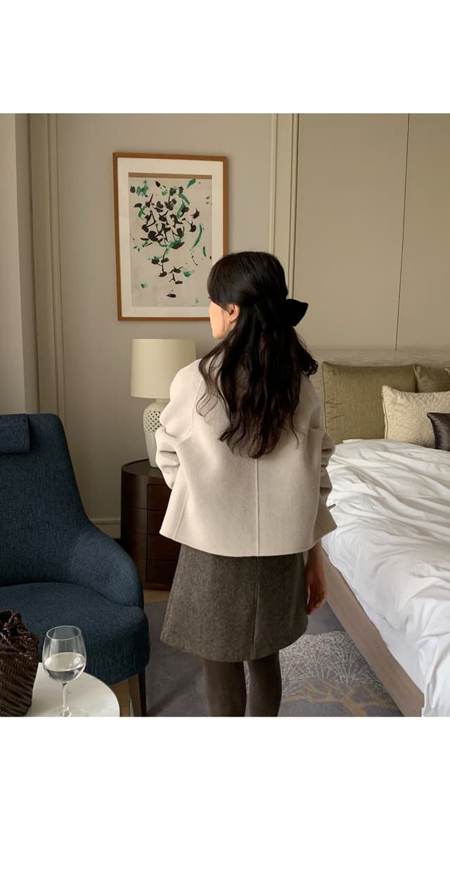 폴드 칼라 단추 울 코트 (4color) 상세 이미지 4