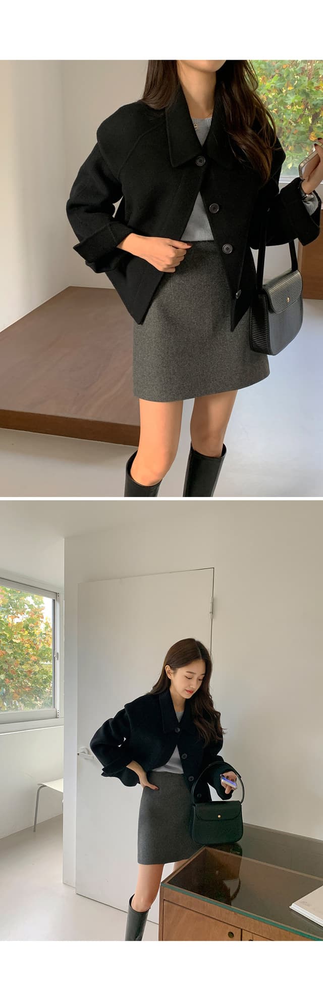 폴드 칼라 단추 울 코트 (4color) 상세 이미지 45