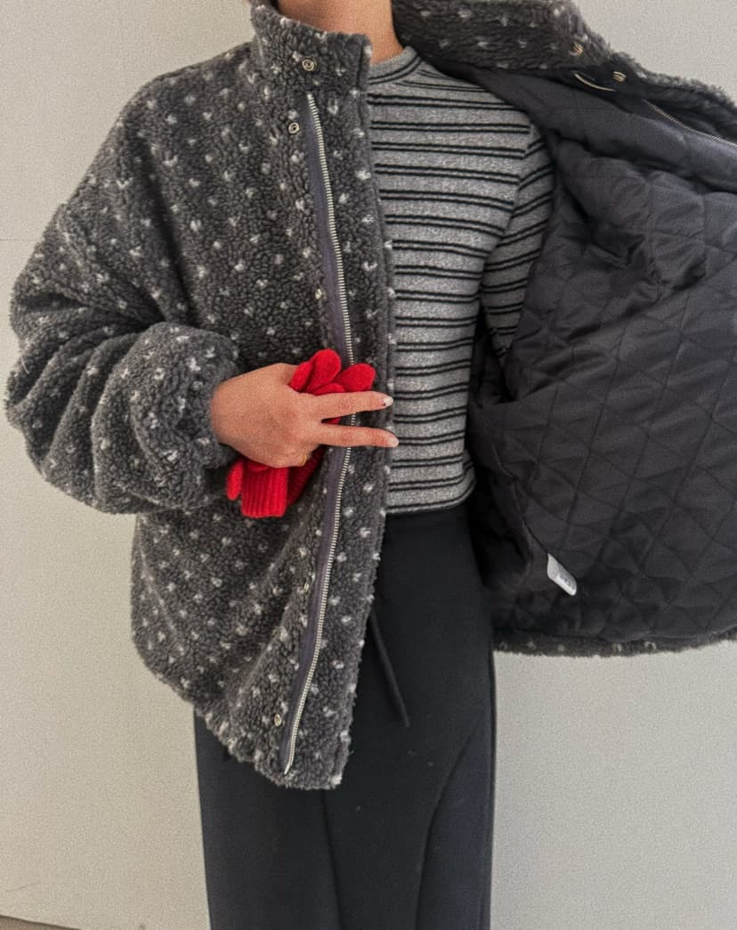 하트 양털 퀼팅 패딩 아우터 상세 이미지 2