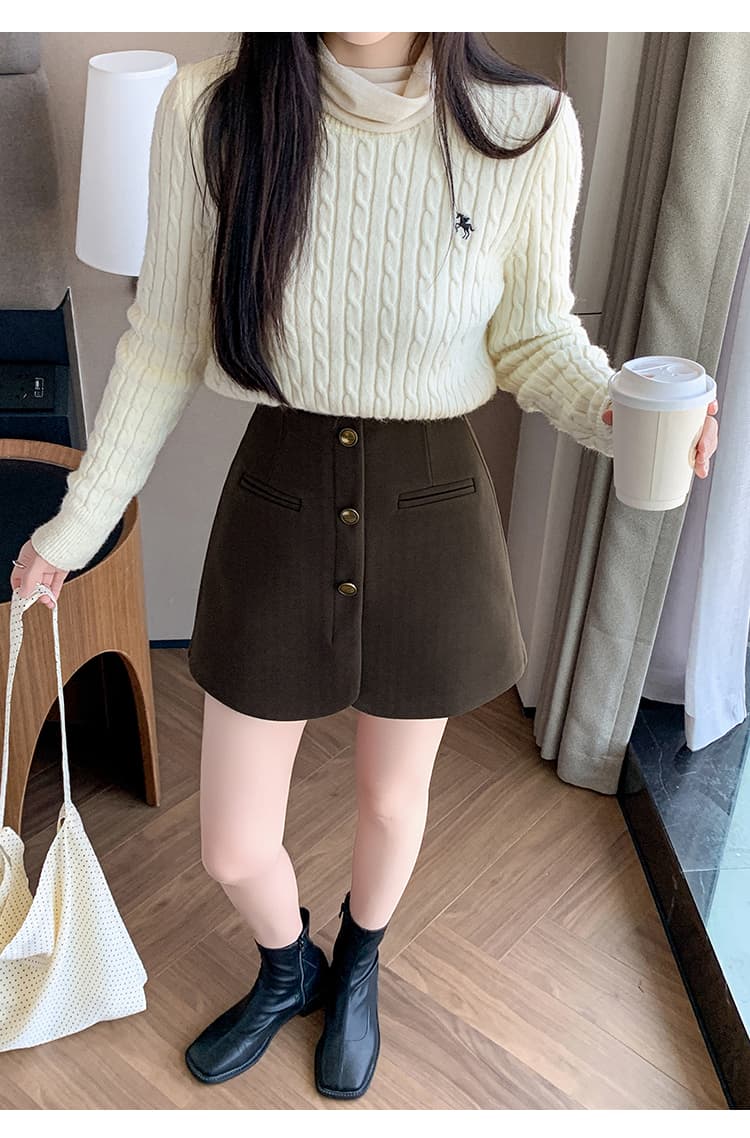 단추 장식 울 스커트 팬츠 (3color) 상세 이미지 11