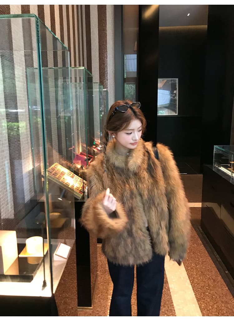 앰버 글로우 레트로 스탠드 칼라 폭스 퍼 자켓 (6color) 상세 이미지 23
