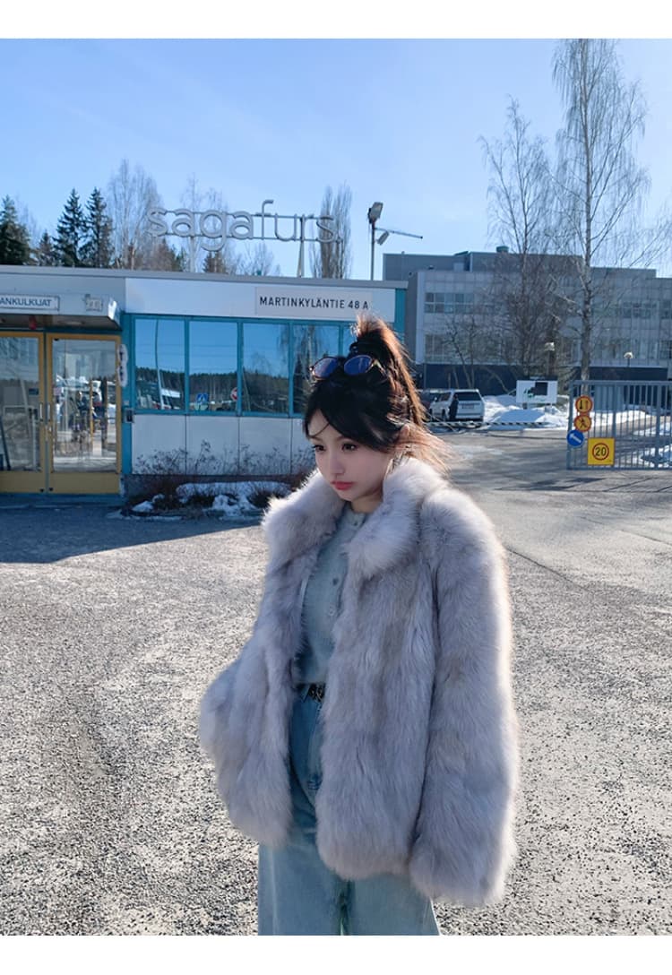 앰버 글로우 레트로 스탠드 칼라 폭스 퍼 자켓 (6color) 상세 이미지 31